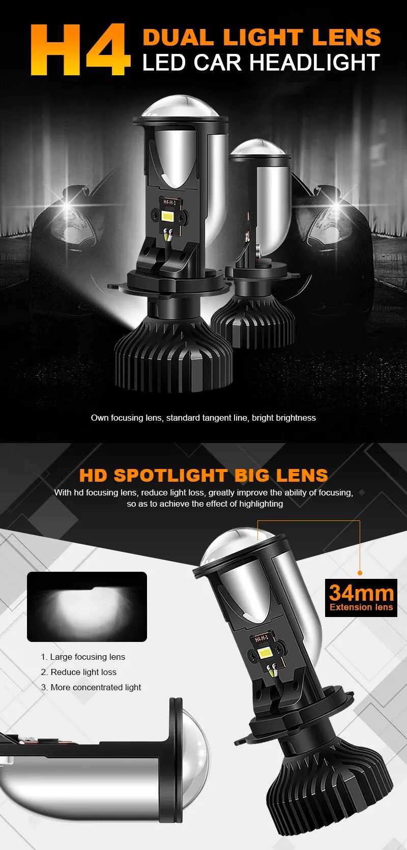 H4 MINI LED LENS ЛИНЗЫ - КОМПЛЕКТ - 2 ШТ thumbnail 3