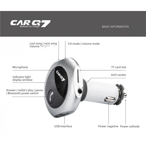 Авто FM модулятор CAR Q7 thumbnail 3